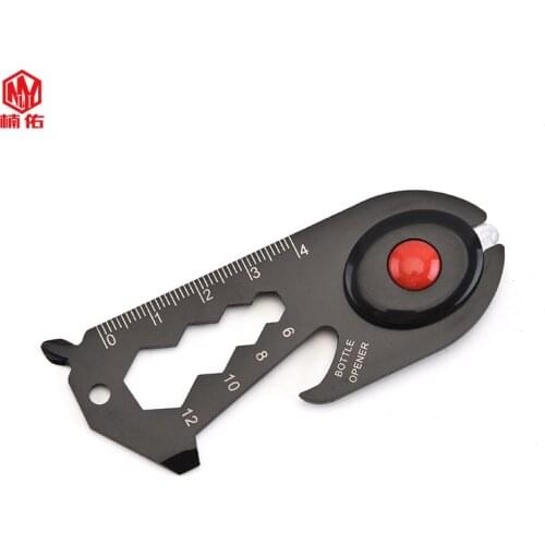 1PC Multicolor Opener Screwdriver Wrench Combination Tool Set EDC Multitool Stainless Steel Fishbone Tool Card With LED Light