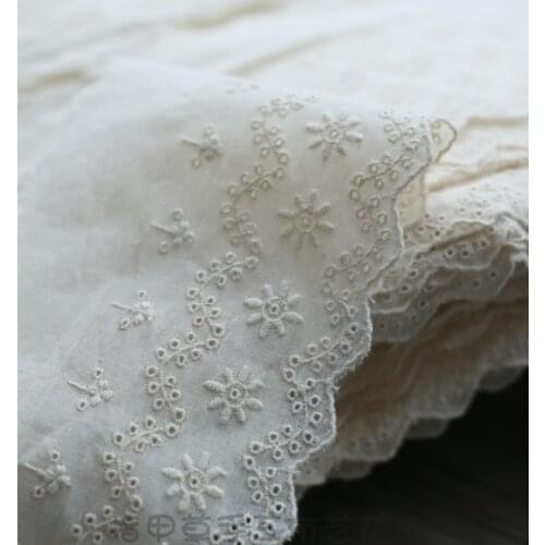 2 Meters Pretty Beige Lace Fabric Cotton Water Soluble Venise Lace Trim for Bridal Bridesmaid Dress Cuffs Garments 11cm