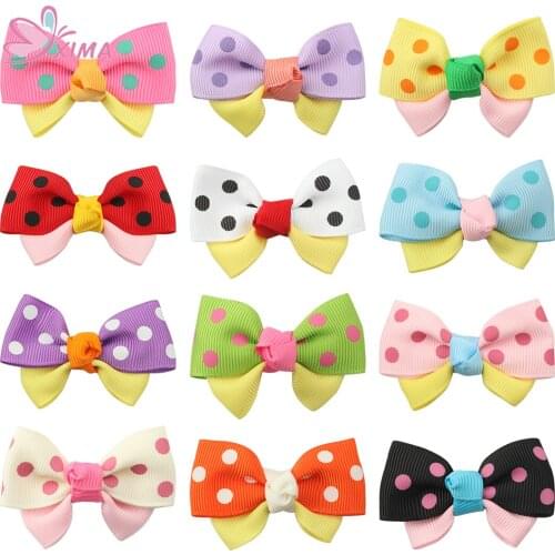 2pcs 5CM Mini Dot Ribbon Hair Bows Hairpins Little Girls Children Bows Hairgrips Hair Clips Girls Hair Accessories