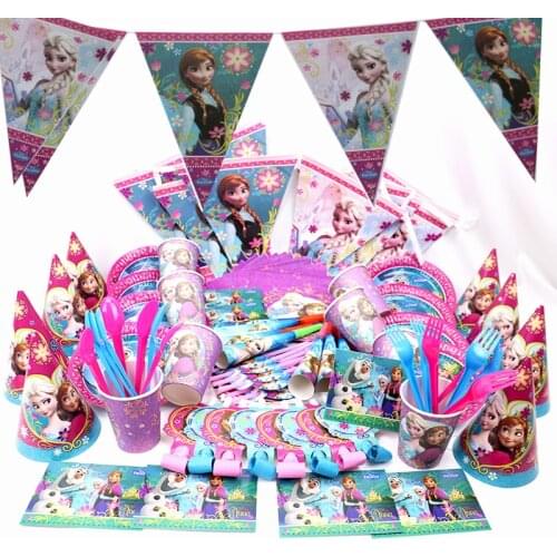 93pcs/lot Disney Frozen Anna Elsa Princess Birthday Party Decorations Kids Pretty Napkin for Baby Shower Plate Cup Party Supplie