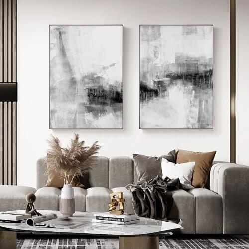 Abstract Minimalist Artwork Picture Canvas Painting Black and White Wall Art Poster and Print Home Decor for Living Room Design