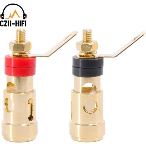 Audio Speaker Terminal Gold Plated Brass Amplifier Binding Post Banana Plug Female Jack Socket Connector Spring Loaded DIY HiFi