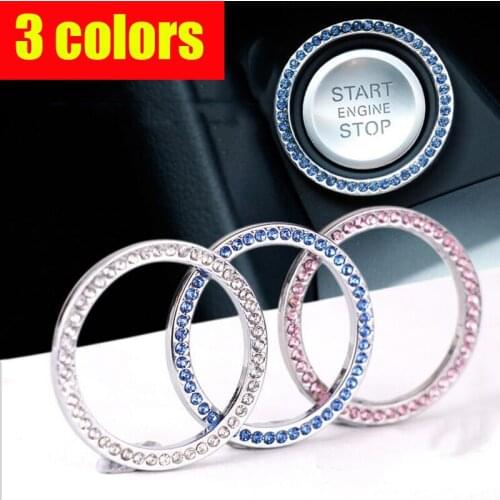 Automobile start switch button car ring auto bling decorative accessories diamond rhinestone suv ring circle trim