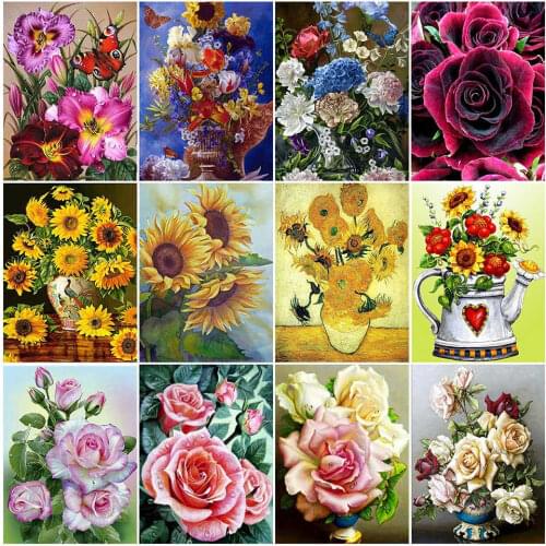 AZQSD 5D Diamond Painting Kit Flower Hobbies And Crafts DIY Diamond Embroidery Vase Mosaic Home Decoration