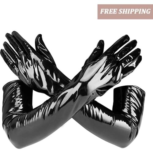 BDSM Pole dance sexy leather long tube gloves for women Black Temptation Sex Slave Bondage adult female Erotic game Flirting