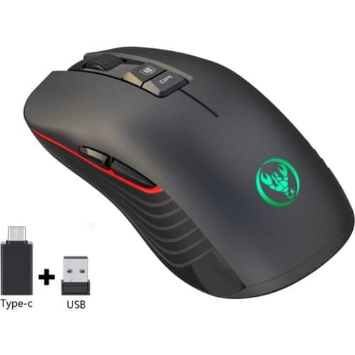 Silent Wireless Gaming Mouse Office RGB 3600 DPI Rechargeable Mute Mice Optical Ergonomic 2.4G USB For Macbook Laptop Black New