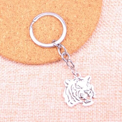 20pcs 27*24mm roaring tiger head Pendants DIY Men Car Key Chain Ring Holder Keyring Souvenir Jewelry Gift