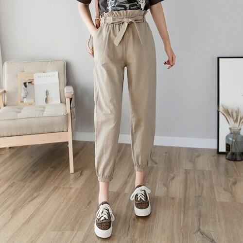Limiguyue Women Pants Casual Summer Fashion Loose High Waist Solid Bandage sweatpants Wide Leg Harem Pants Trousers Joggers K883