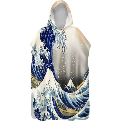 Quick Drying Microfiber Poncho Towel Surf Beach Wetsuit Changing Bath Robe with Hood Watersports Activities for Men Women Kids