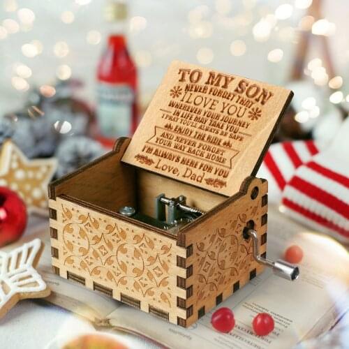 To my sun gift Wooden Carved Hand-Cranked Musical Box You Are My Sunshine Theme Music Box Birthday Gift Christmas New Year Gift