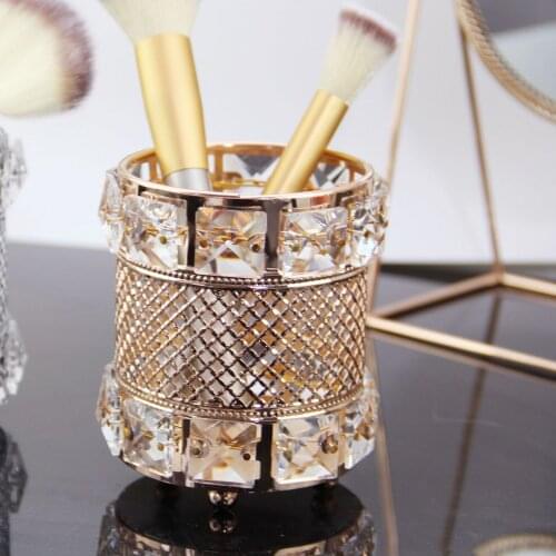 Makeup Brush Holder Cosmetics Organizer Crystal Container Pen Pencil Holder Desktop Organizer Makeup Brush Holder Beauty Storage