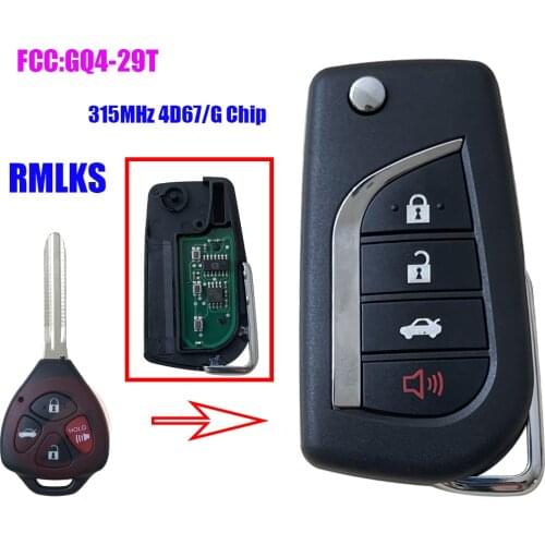 For Toyota Corolla Venza Upgraded Flip 4 Button Folding Remote Car Key Fob 315MHz 4D67 Chip G Chip Remote Car key FCC: GQ4-29T