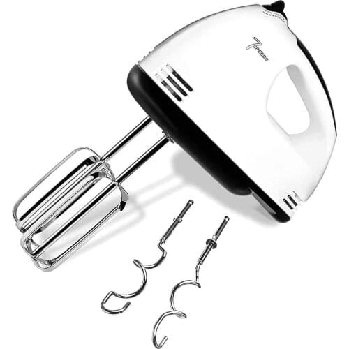 Electric Hand Mixer 7 Speed Stainless Steel Egg-Whisk Electric Mixer, Includes 2 Beaters & 2 Dough Hooks, Robust & Easy-Clean