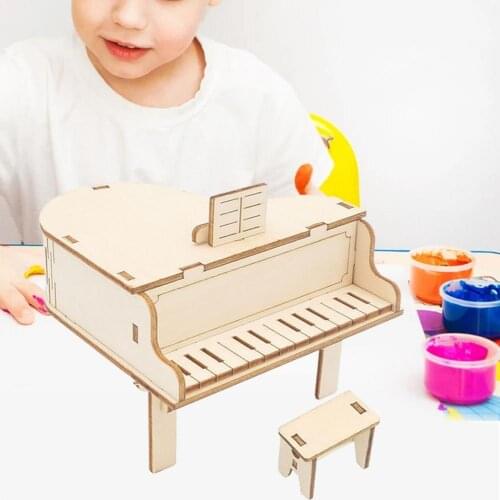 1 Set Craft Piano Toy Creative Piano Box Toy Physical Educational Wooden Craft Piano Music Box Kit for Education