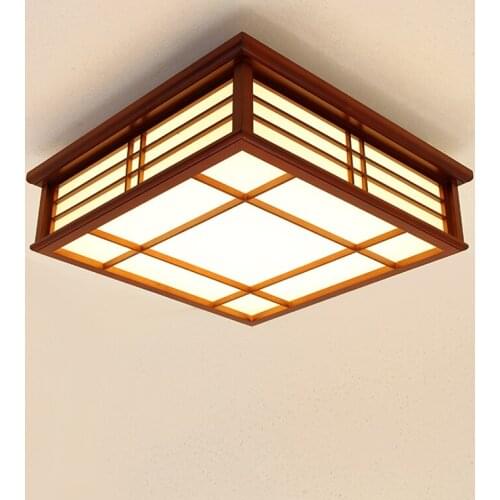 Classic Wood Color Solid Wood LED Square Ceiling Light Living Room Corridor Home Daily Lighting Energy Saving ceiling lights