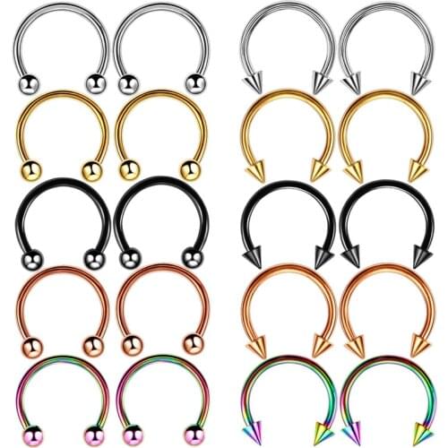 1Pc Stainless Steel 6/8/10mm Nostril Nose Hoop Stud Ring Clip On Body Fake Piercing Jewelry Accessory