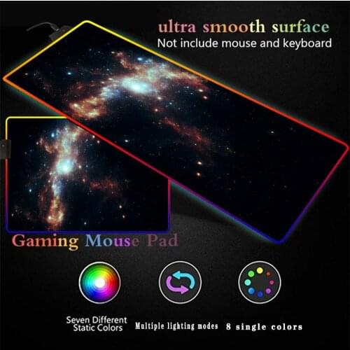 Night Star Starry Sky Dream RGB Soft Large Gaming Oversize Glowing Led Extended Mousepad Rubber Base Computer Keyboard Pad Mat