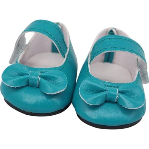 Lovely Bowknot Shoes For American 18inch Doll Dress Accessories Green