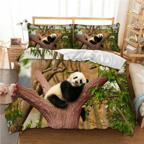 Cute Panda Printed Twin Full Queen King AU Single Size Animal Duvet / Quilt Cover Set Pillow Cases Bed Linen For Children Adults