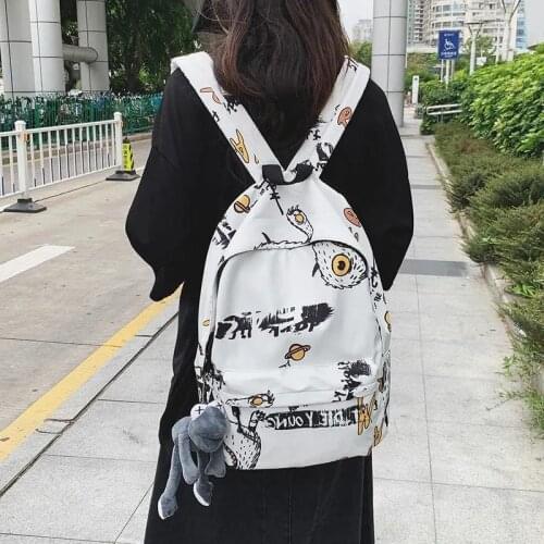 2021 New Schoolbag Simple and Versatile Campus Middle School Student Backpack Korean Fashion Graffiti Casual Travel Backpack