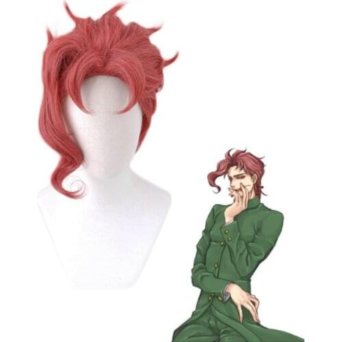Anime Jojo Kakyoin Noriaki Kakyouin Wig Cosplay Costume Jojos Bizarre Adventure Red Curl Heat Resistant Hair Men Short Wigs
