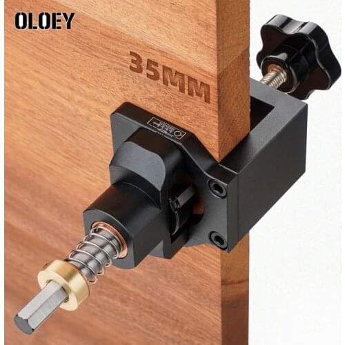 Adjustable 35MM Cup Hinge Boring Jig Drill Guide Wood Drilling Dowel Jig Woodworking Hole Opener Template Door Cabinet Hinge Set