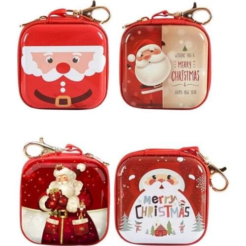 Christmas Coin Purses 4Pcs Portable Mini Wallet Gift Candy Boxes Christmas Tree Ornaments Party Hanging Decorations