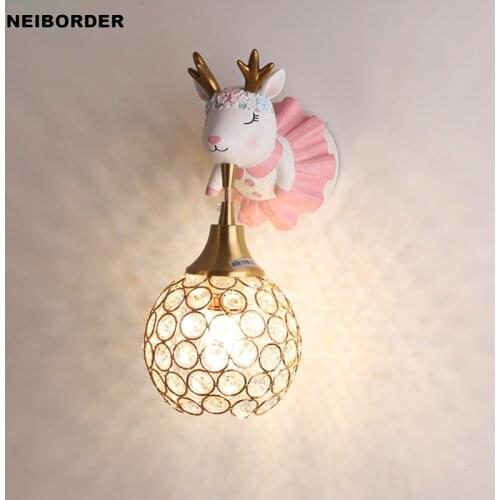 Lovely Cute Animal Resin Wall Lamp for Bedroom Bedside Lighting Elephant Deer Baby Girl Boy Kids Children Wall Light LED Fixture