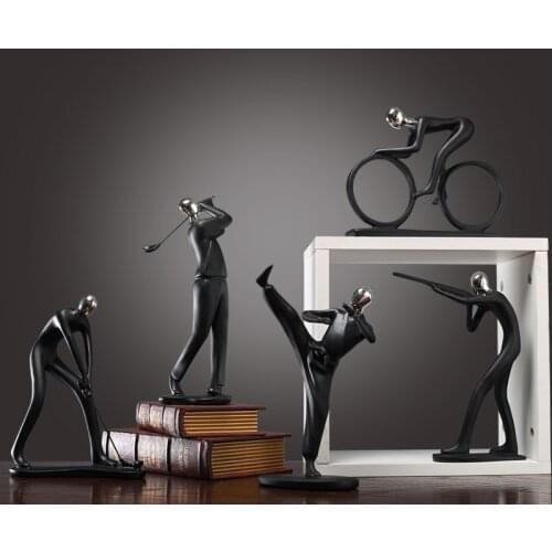 Nordic Modern Black Sports Character Model Ornaments Creative Home Decorations Living Room Abstract Character Decoration Gift