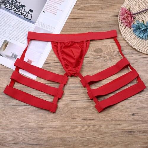 Men Sexy Lingerie Panties Straps Jockstrap Boxers Shorts Bulge Pouch Underwear Underpants Hollow Out G-String Gay Bondge Panties