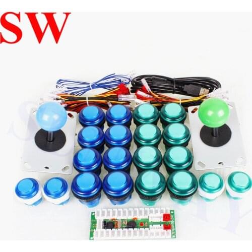USB LED lighted controller To PC Joystick 2 Player Arcade DIY kits with LED Illuminated Push Buttons Sanwa stick Games Mame KOF