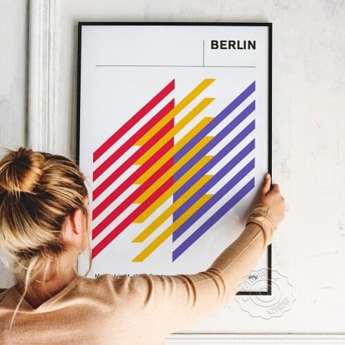 Anton Stanowski Vintage German Museum Exhibition Poster, Concise Style Red Yellow Blue Line Watercolor Prints, Home Art Decor