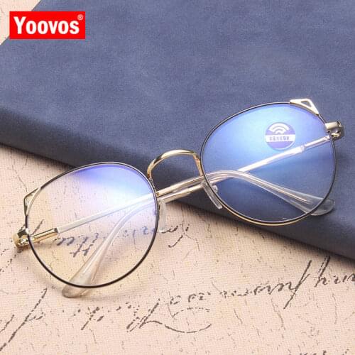 Yoovos 2021 Glasses Frame For Women Optics Eyeglasses Round Eyewear Women Anti Blue Light Clear Lens Retro Women Okulary Frames