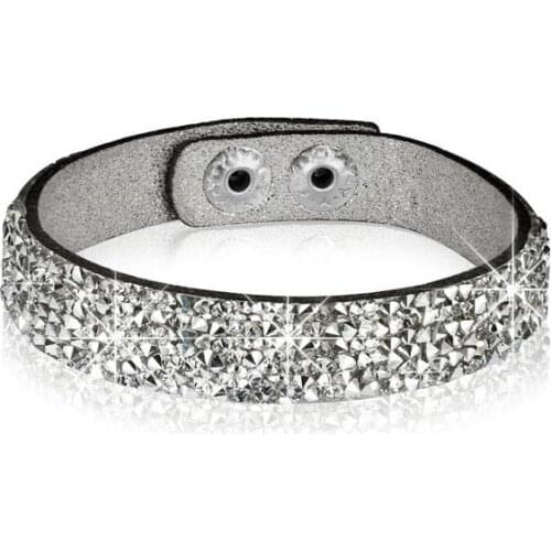 New Arrival Fashion Crystal Jewelry Leather Crystal Charm Bracelets for women