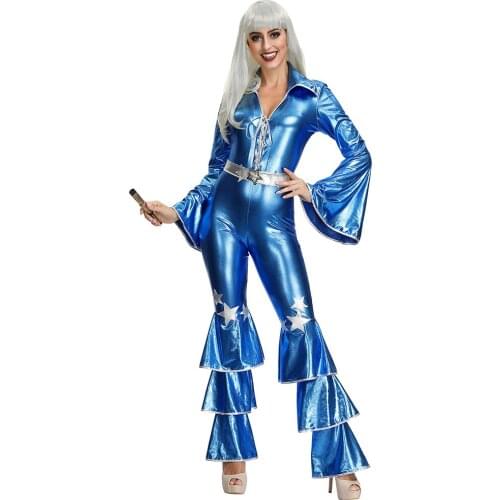 Blue patent leather Hip Hop Dancing Costume for Women Carnival festival Performance Fancy Dress Ladies Hip Hop Dance Club Wear
