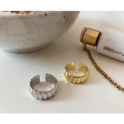 1PC 100% Authentic 925 sterling silver gear Band Wider rings gold /White adjust Ring TLJ1166