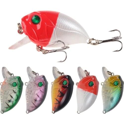 1PCS small crankbait lures Hard Fishing lure Floating artificial wobblers crank bait for trout perch zander crappie 8# Hooks