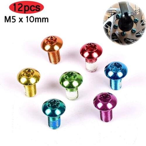 12Pcs/Pack Colorful Bicycle Brake Disc Screws M5*10MM Alloy Steel Bolt Rotor Cycling For Mountain Bike