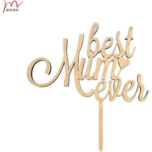 20pcs Wood Cake Toppers Best Mom Ever Cake Decorations Party Supplies For Mothers Day Birthday