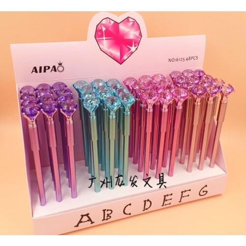 48pcs/lot Crystal diamond gel pen Korea creative water ink pen sign pen school students party gift writing pen