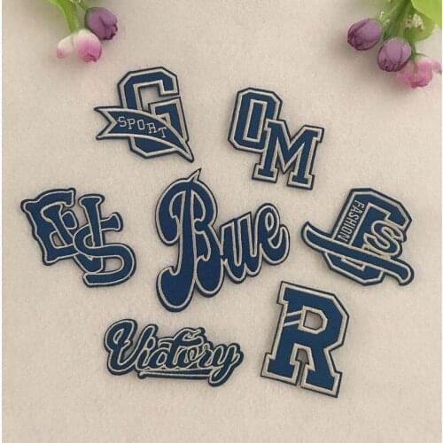 50pcs/lot Fashion Embroidery Patches Black Letter Sport Backpack Clothing Decoration Accessories Iron Heat Transfer Applique