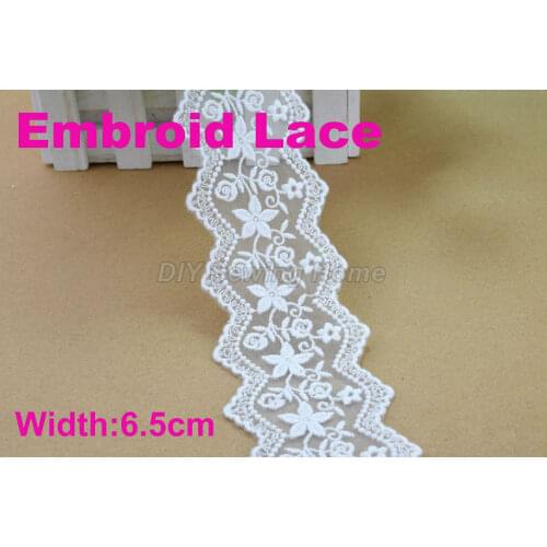 6.5cm width Cotton embroid lace sewing ribbon guipure trim or fabric warp knitting DIY Garment Accessories free shipping#3086