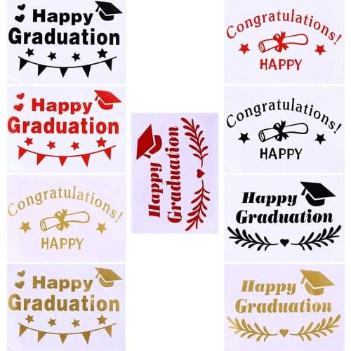 9pcs Happy Graduation for 18 24inch bubble balloonstickers Event Party Congratulations Balloons Decals Graduation Party Supplies