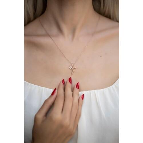 925 sterling Silver Women 'S Goodness Angel Pattern Zircon Cubic Zirconia Rose Plated Silver Necklace Elegant Design Pleasing Appearance Quality Product 2021 trend