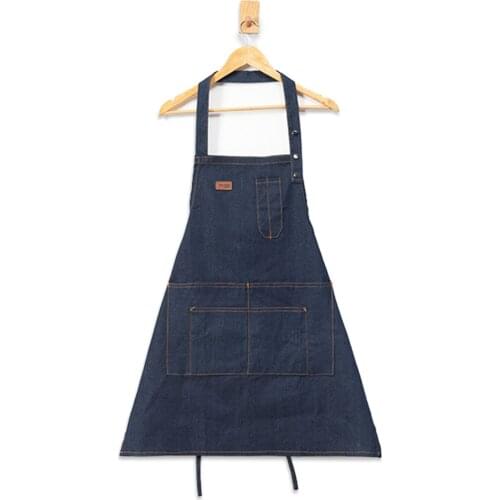 Denim Apron Strap Bib Apron Barista Bartender BBQ Chef Uniform Workwear Household Cleaning Tools & Accessories WWO66