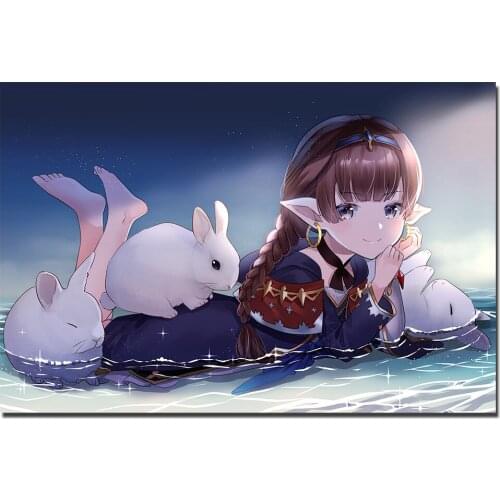 Granblue Fantasy Anime Girl Poster Canvas Cloth Fabric Print Painting for Home Decor Wall Art Picture