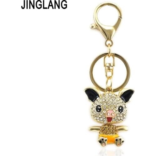 JINGLANG Fashion Pig Keychain Bag Charm Pendant Keys Holder Keyring Jewelry For Women Girl Gift Keychain Jewelry New