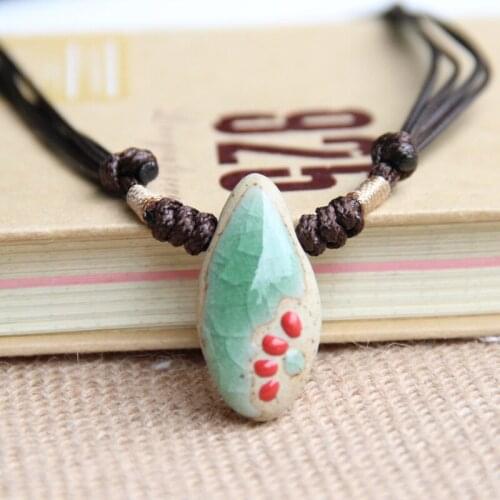 Ceramic Pendants Necklace Glaze Bohemian Style New Fashion Vintage Jewelry Accessories Wholesale For men