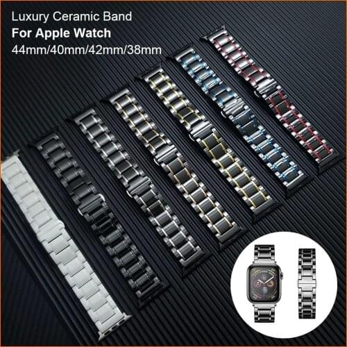 Luxury Ceramic Strap for Apple Watch Band replace watchband for iWatch 42mm 38mm Apple watch 6 SE 44mm 40mm Bracelet Wrist Bands