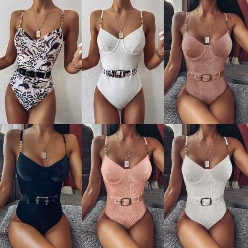 Bikini Swimsuit Swimwear 2021 female one-piece special cloth waist clasp metal chain shoulder belt Bikini Set Suit CYY9318
